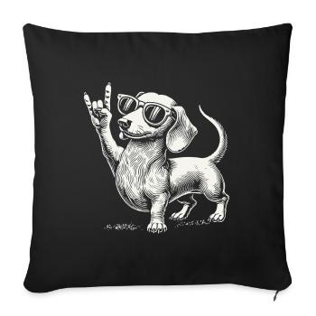 Musique rock Drôle Heavy Metal Teckel Concert - Housse de coussin décorative 45 x 45 cm - noir - Devant