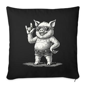 Funny Retro Rock Concert Heavy Metal Festival - Sofa pillowcase 17,3'' x 17,3'' (45 x 45 cm) - black - Front