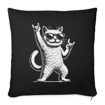 Musique rock Drôle de chat Festival de Heavy Metal - Housse de coussin décorative 45 x 45 cm - noir - Devant