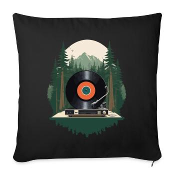 Musik Retro Streetwear Plattenspieler Landschaft - Sofakissenbezug 45 x 45 cm - Schwarz - Vorne