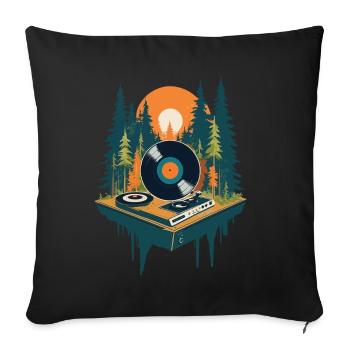 Musique Rétro Streetwear Platine vinyle - Housse de coussin décorative 45 x 45 cm - noir - Devant