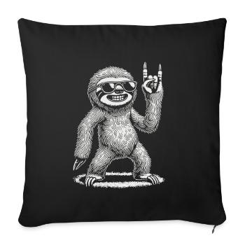 Rock Music Funny Concert Festival Sloth - Sofa pillowcase 17,3'' x 17,3'' (45 x 45 cm) - black - Front