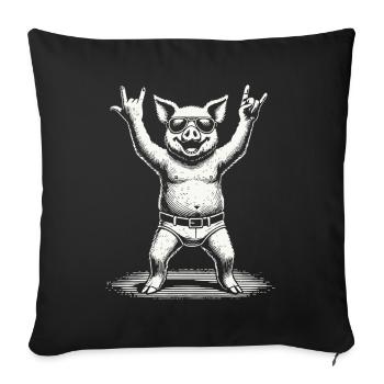 Rock Music Festival Pig Metal Concert Fun - Sofa pillowcase 17,3'' x 17,3'' (45 x 45 cm) - black - Front