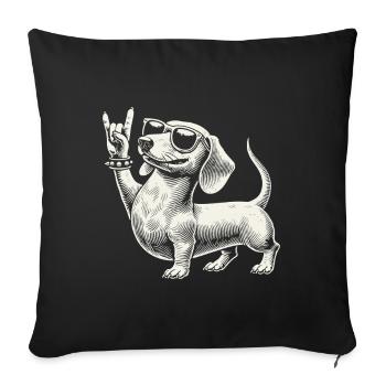 Cool teckel Rock Musique Heavy Metal Festival Fun - Housse de coussin décorative 45 x 45 cm - noir - Devant