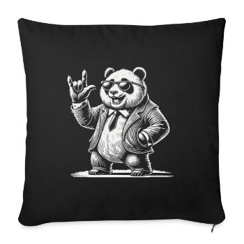Retro Rock Music Panda With Sunglasses - Sofa pillowcase 17,3'' x 17,3'' (45 x 45 cm) - black - Front