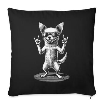 Funny Chihuahua Rock Music Concert - Sofa pillowcase 17,3'' x 17,3'' (45 x 45 cm) - black - Front