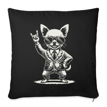 Rock Musik Lustige Heavy Metal Chihuahua Konzert - Sofakissenbezug 45 x 45 cm - Schwarz - Vorne