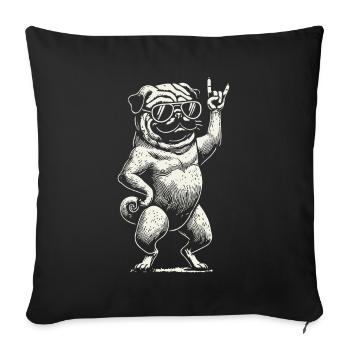 Rock Musik Mops Heavy Metal Festival Design - Sofakissenbezug 45 x 45 cm - Schwarz - Vorne
