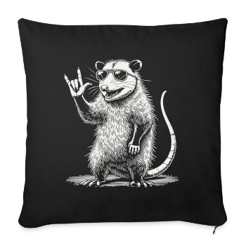 Opossum Rock Music Festival Rétro Heavy Metal - Housse de coussin décorative 45 x 45 cm - noir - Devant