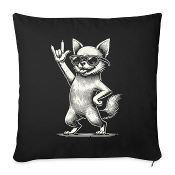 Festival de musique rock drôle chien chihuahua - Housse de coussin décorative 45 x 45 cm - noir - Devant