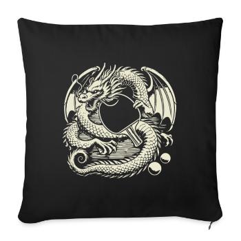 Drachen Tischtennis Kunst für Tischtennisfans - Sofakissenbezug 45 x 45 cm - Schwarz - Vorne
