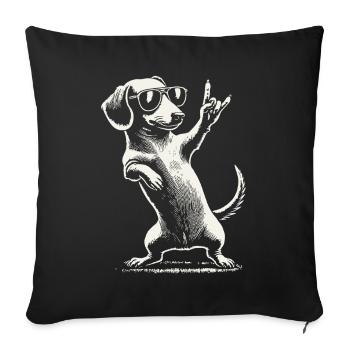 Rock Music Funny Dachshund Dog Concert Design - Sofa pillowcase 17,3'' x 17,3'' (45 x 45 cm) - black - Front