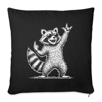 Funny Raccoon Heavy Metal Festival - Housse de coussin décorative 45 x 45 cm - noir - Devant