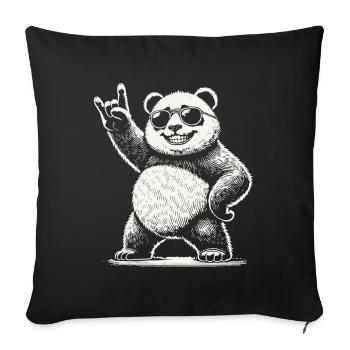 Heavy Metal Musique Panda Avec Lunettes De Soleil - Housse de coussin décorative 45 x 45 cm - noir - Devant