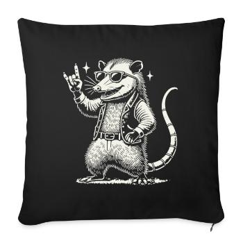 Lustiges Rock Musik Konzert Opossum Retro Stil - Sofakissenbezug 45 x 45 cm - Schwarz - Vorne
