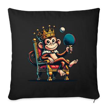 Monkey King Table Tennis Champion with Crown - Sofa pillowcase 17,3'' x 17,3'' (45 x 45 cm) - black - Front