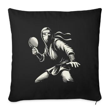 Tennis de table Ninja Art magistral - Housse de coussin décorative 45 x 45 cm - noir - Devant
