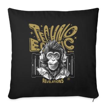 Urban Streetwear T-Shirt: Monkey in Techno Fever - Sofa pillowcase 17,3'' x 17,3'' (45 x 45 cm) - black - Front
