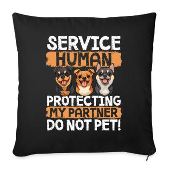 Service Humain Protection Mon partenaire Ne caressez pas ! - Housse de coussin décorative 45 x 45 cm - noir - Devant