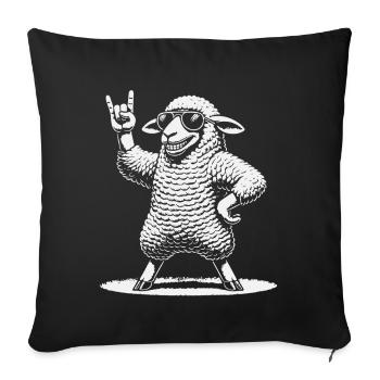 Musique rock Heavy Metal Mouton Avec lunettes de soleil - Housse de coussin décorative 45 x 45 cm - noir - Devant