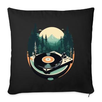Musique Streetwear Tenue Platine Forêt - Housse de coussin décorative 45 x 45 cm - noir - Devant