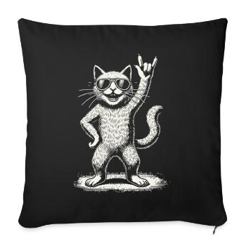 Musique rock Drôle de chat Concert de heavy metal - Housse de coussin décorative 45 x 45 cm - noir - Devant