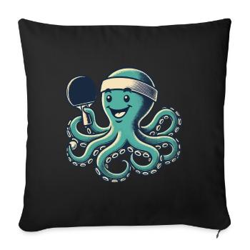 Table Tennis Octopus Cartoon Funny Retro - Sofa pillowcase 17,3'' x 17,3'' (45 x 45 cm) - black - Front