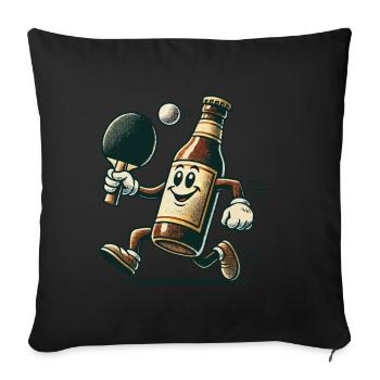 Drôle de bouteille de bière tennis de table design amusant - Housse de coussin décorative 45 x 45 cm - noir - Devant