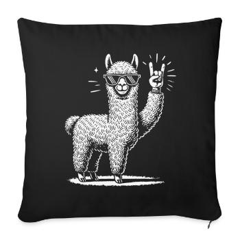 Rock Musik Lustige Heavy Metal Lama Konzert Design - Sofakissenbezug 45 x 45 cm - Schwarz - Vorne
