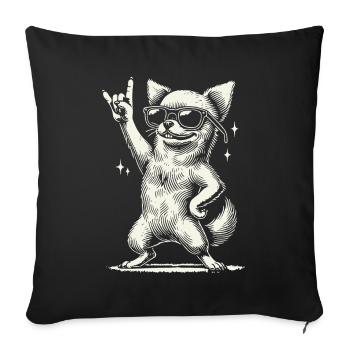 Drôle Heavy Metal Festival Chihuahua Chien - Housse de coussin décorative 45 x 45 cm - noir - Devant