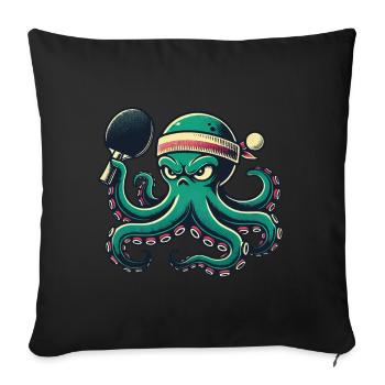 Funny Table Tennis Octopus Cartoon With Racket - Sofa pillowcase 17,3'' x 17,3'' (45 x 45 cm) - black - Front