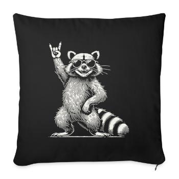 Funny Raccoon Rock Music Retro Festival Vibe - Sofa pillowcase 17,3'' x 17,3'' (45 x 45 cm) - black - Front