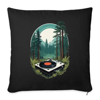 Musik Streetwear Outfit Natur Vinyl Plattenspieler - Sofakissenbezug 45 x 45 cm - Schwarz - Vorne