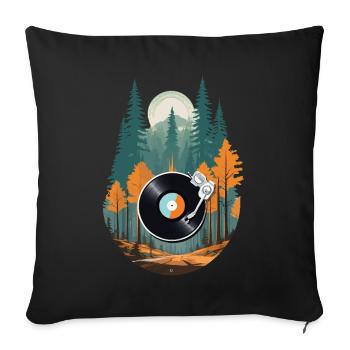 Vintage Turntable Music Retro Streetwear - Sofa pillowcase 17,3'' x 17,3'' (45 x 45 cm) - black - Front