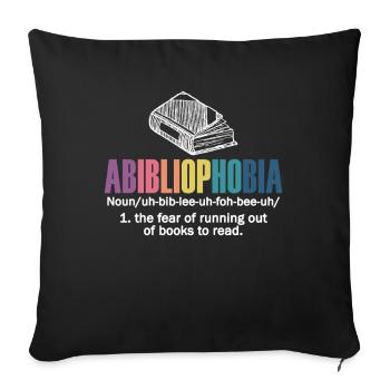 Abibliophobia Bookworm Livres de lecture - Housse de coussin décorative 45 x 45 cm - noir - Devant