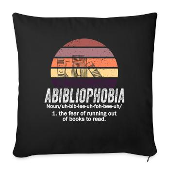 Abibliophobia Bookworm Reading Books - Sofa pillowcase 17,3'' x 17,3'' (45 x 45 cm) - black - Front