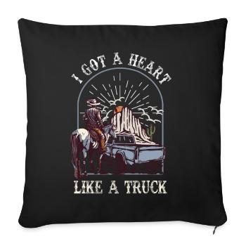I Got A Heart Like A Truck - Sofa pillowcase 17,3'' x 17,3'' (45 x 45 cm) - black - Front