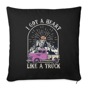 J’ai un cœur comme un camion - Housse de coussin décorative 45 x 45 cm - noir - Devant