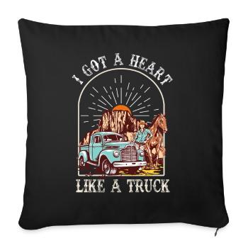 I Got A Heart Like A Truck - Sofa pillowcase 17,3'' x 17,3'' (45 x 45 cm) - black - Front