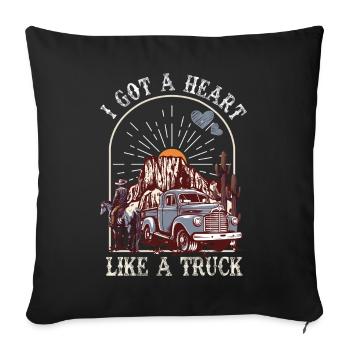 J’ai un cœur comme un camion - Housse de coussin décorative 45 x 45 cm - noir - Devant