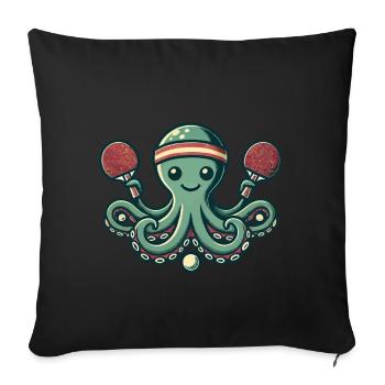 Funny Table Tennis Octopus Cartoon for Sports Fans - Sofa pillowcase 17,3'' x 17,3'' (45 x 45 cm) - black - Front