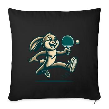 Lapin de tennis de table de dessin animé rétro - Housse de coussin décorative 45 x 45 cm - noir - Devant