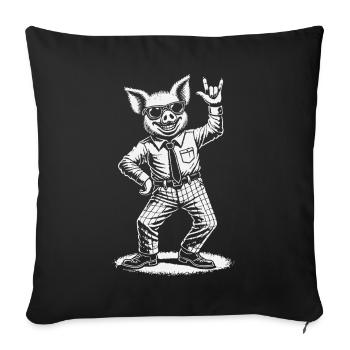 Rock Music Heavy Metal Festival Concert Pig - Sofa pillowcase 17,3'' x 17,3'' (45 x 45 cm) - black - Front