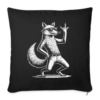 Rock Musik Lustige Heavy Metal Fuchs - Sofakissenbezug 45 x 45 cm - Schwarz - Vorne