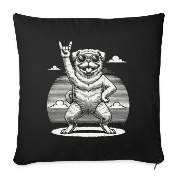 Pug Dog Rock Music Festival Style - Sofa pillowcase 17,3'' x 17,3'' (45 x 45 cm) - black - Front