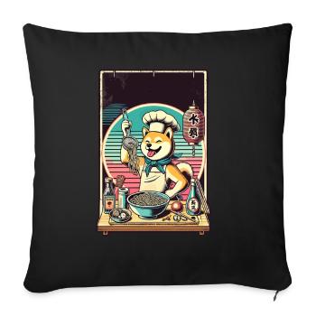 Shiba Dog Ramen Chef Funny Dogs Japon - Housse de coussin décorative 45 x 45 cm - noir - Devant