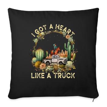 J’ai un cœur comme un camion - Housse de coussin décorative 45 x 45 cm - noir - Devant