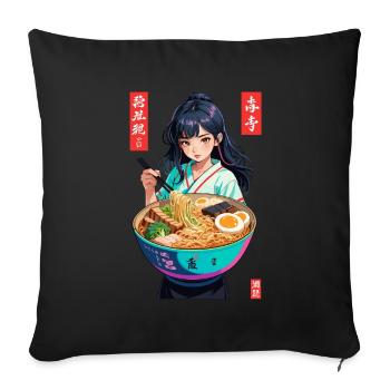 Ramen Ukiyo-E Japanese Retro Streetwear Kawaii - Sofa pillowcase 17,3'' x 17,3'' (45 x 45 cm) - black - Front