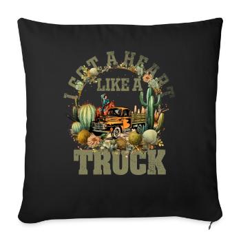 J’ai un cœur comme un camion - Housse de coussin décorative 45 x 45 cm - noir - Devant
