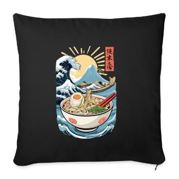 Ramen Noodles Ukiyo-E Japanese Retro Streetwear - Sofa pillowcase 17,3'' x 17,3'' (45 x 45 cm) - black - Front